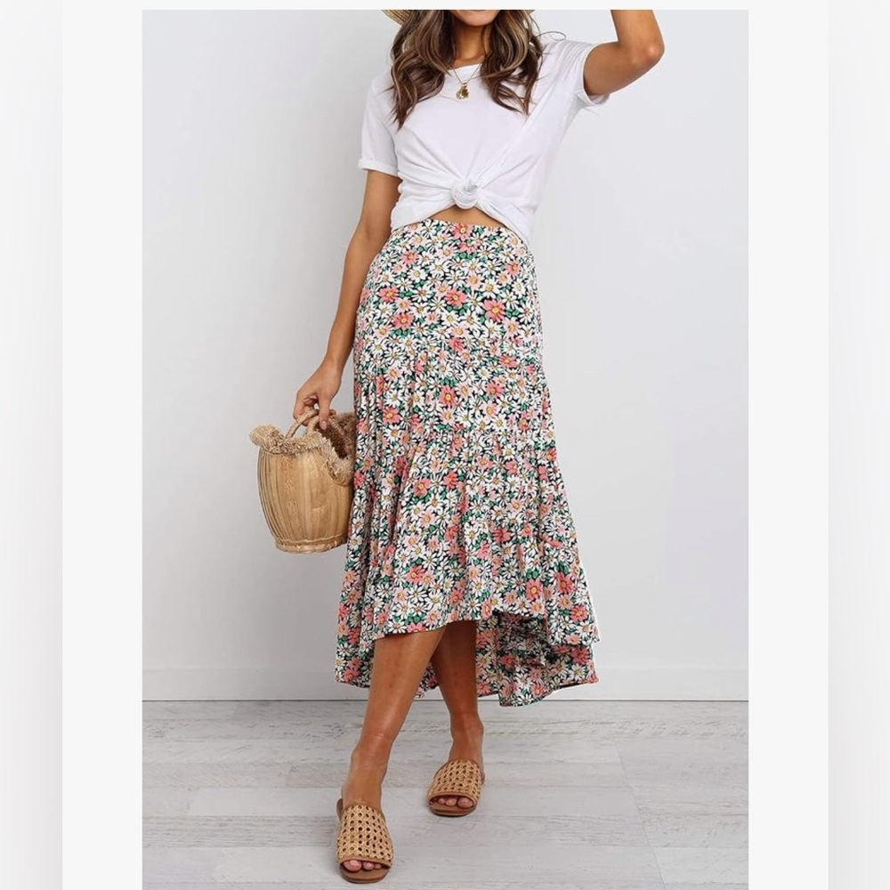 PrettyGarden Floral High-Low Midi Skirt – Size Small – NEW